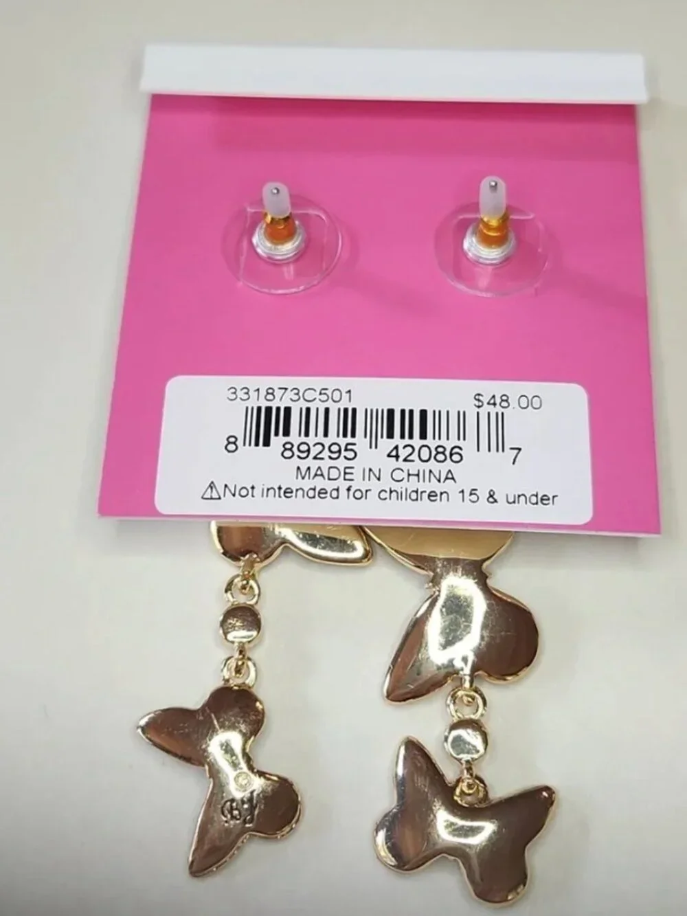 Betsey Johnson Purple Sparkly Butterfly Earrings NWT